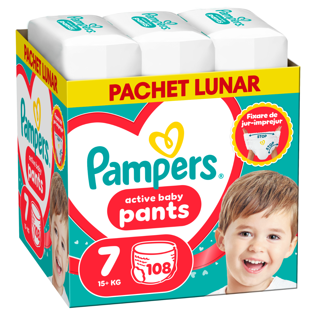 Scutece-chilotel Pants XXL Box Marimea 7 pentru 15+ kg, 108 bucati, Pampers