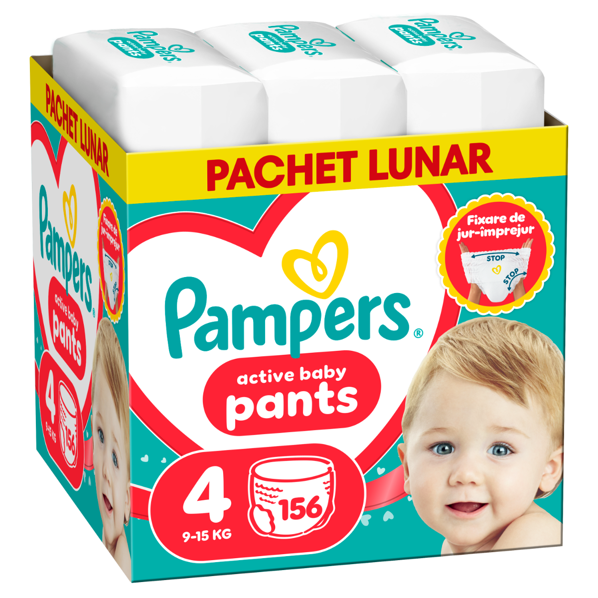 Scutece-chilotel Pants XXL Box Marimea 4 pentru 9-15 kg, 156 bucati, Pampers