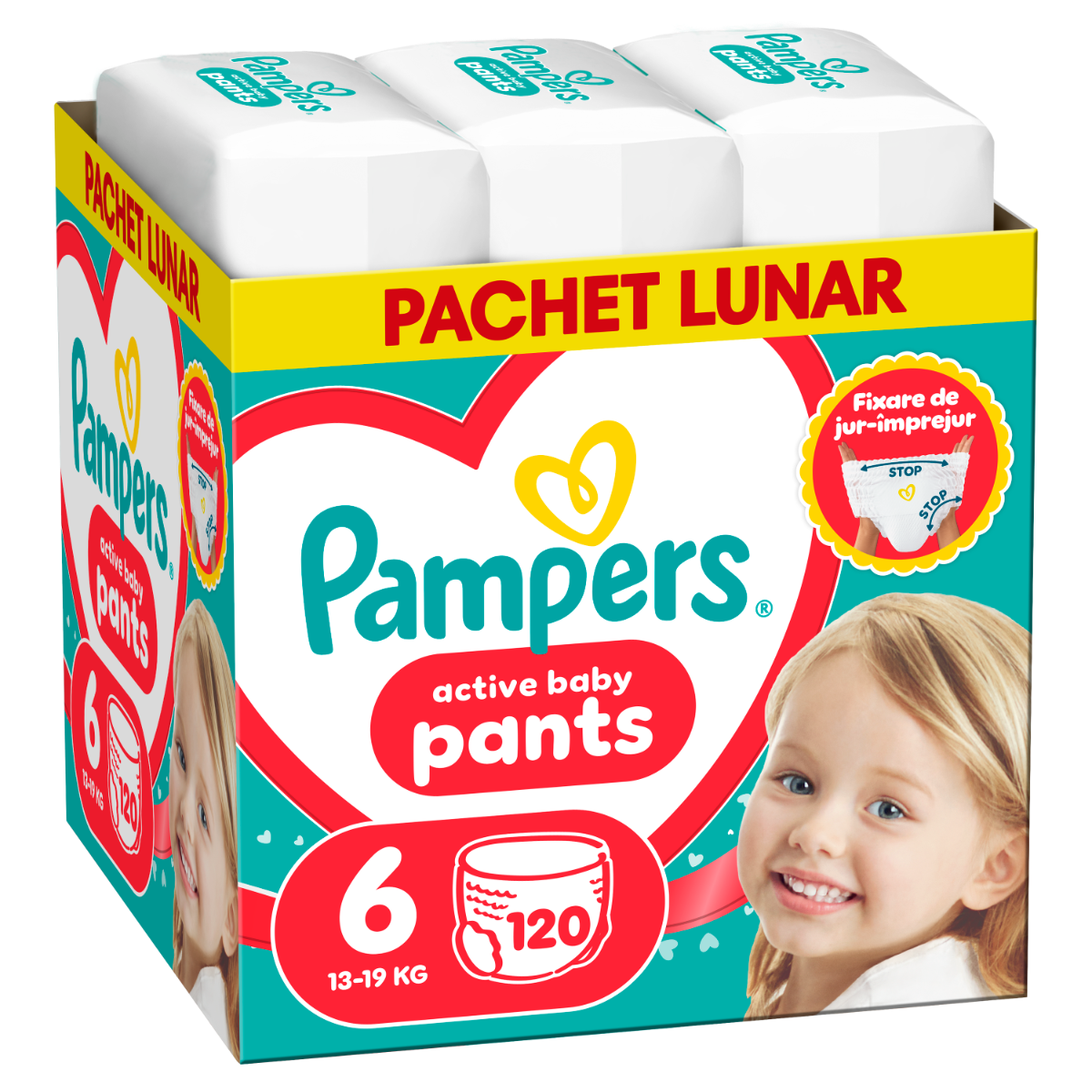 Scutece-chilotel Pants XXL Box Marimea 6 pentru +15kg, 120 bucati, Pampers