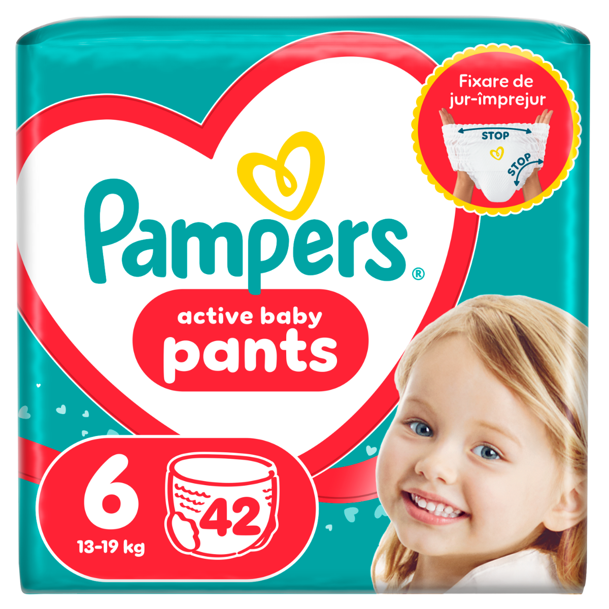 Scutece-chilotel Active Baby Pants Jumbo Pack Marimea 6 pentru 13kg-19kg, 42 bucati, Pampers