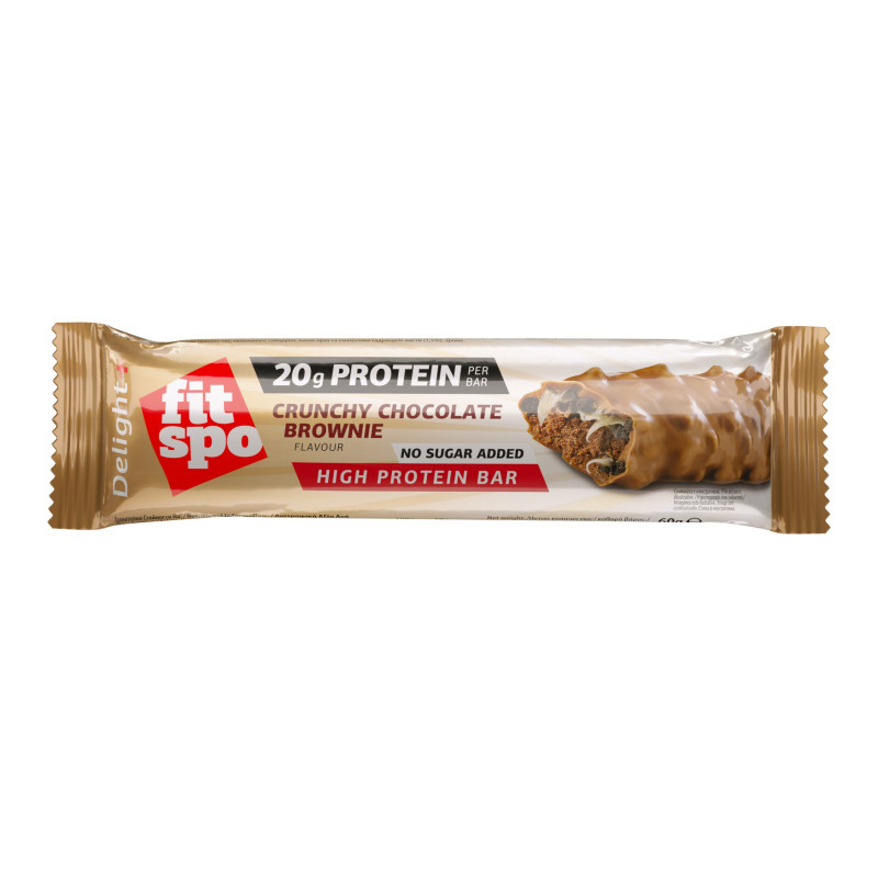 Baton proteic cu brownie crocant Delight, 60g, FitSpo