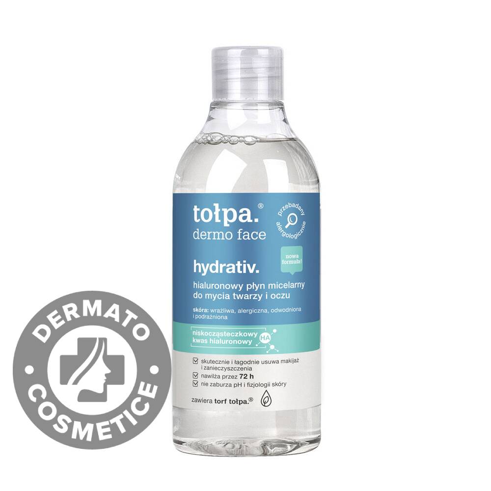 Apa micelara cu acid hialuronic pentru ten deshidratat Dermo Face Hydrativ, 400ml, Tolpa