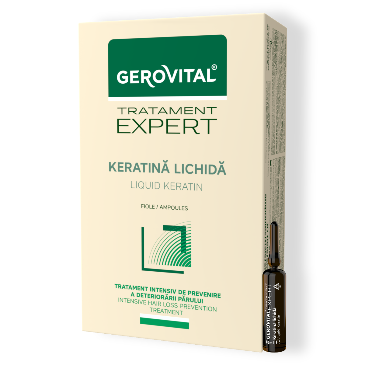 Fiole Cu Keratină - Tratament Intensiv Pentru Păr Deteriorat, Gerovital Tratament Expert, 10 Fiole X 10 Ml