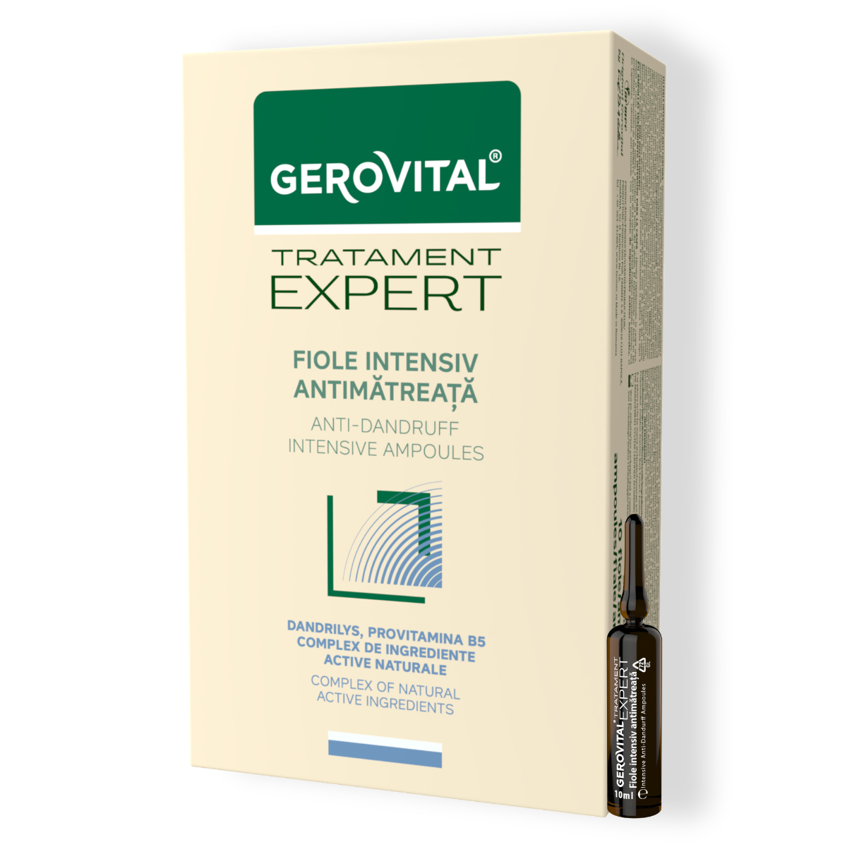 Fiole Antimătreață - Tratament Intensiv Pentru Mătreață Uscată Sau Grasă, Gerovital Tratament Expert, 10 Fiole X 10 Ml