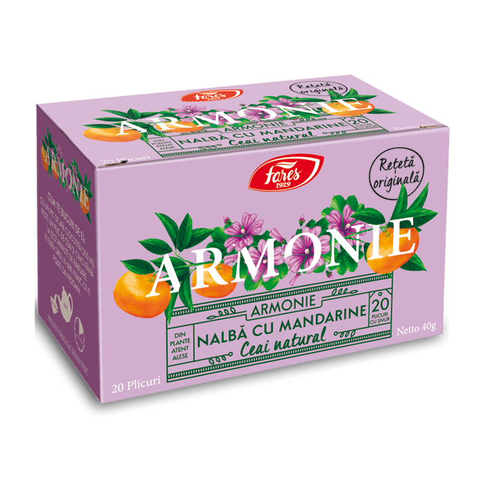 Ceai de nalba cu mandarine Armonie, 20 plicuri, Fares