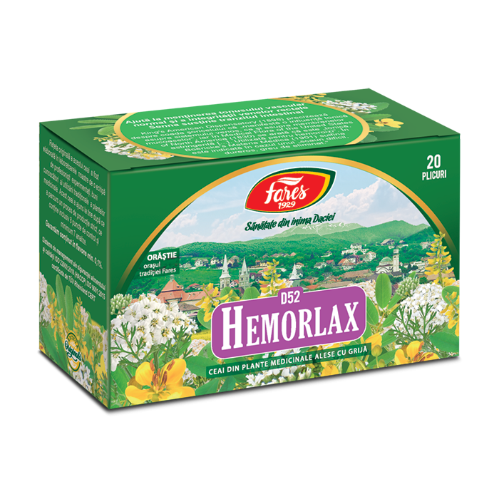 Ceai Hemorlax D52, 20 plicuri, Fares