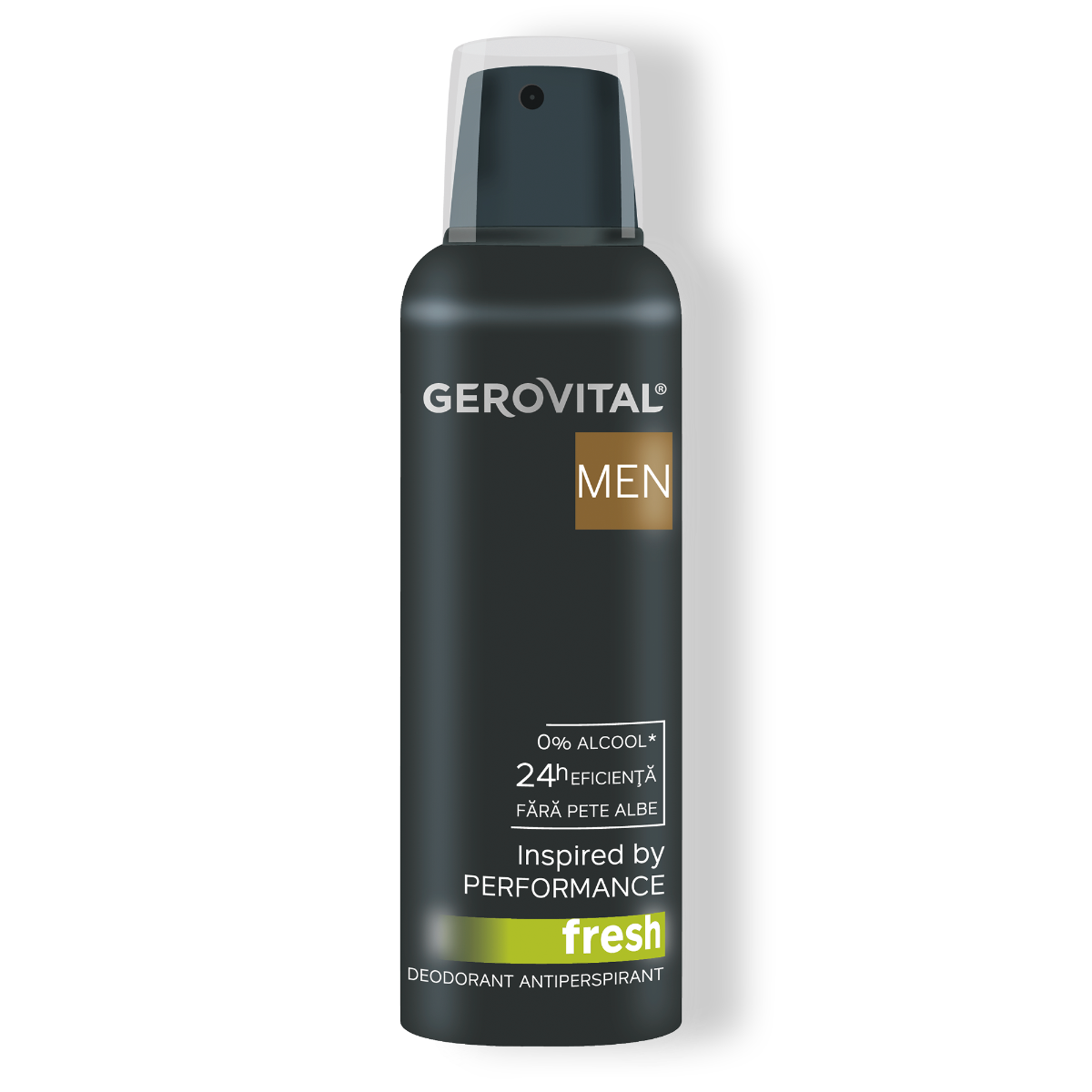 Deodorant Antiperspirant Fresh  Protecție 48 H, Fără Alcool, Parfum Lemnos Acvatic Cu Note De Vetiver, Cedru și Mosc, Gerovital Men, 150 Ml