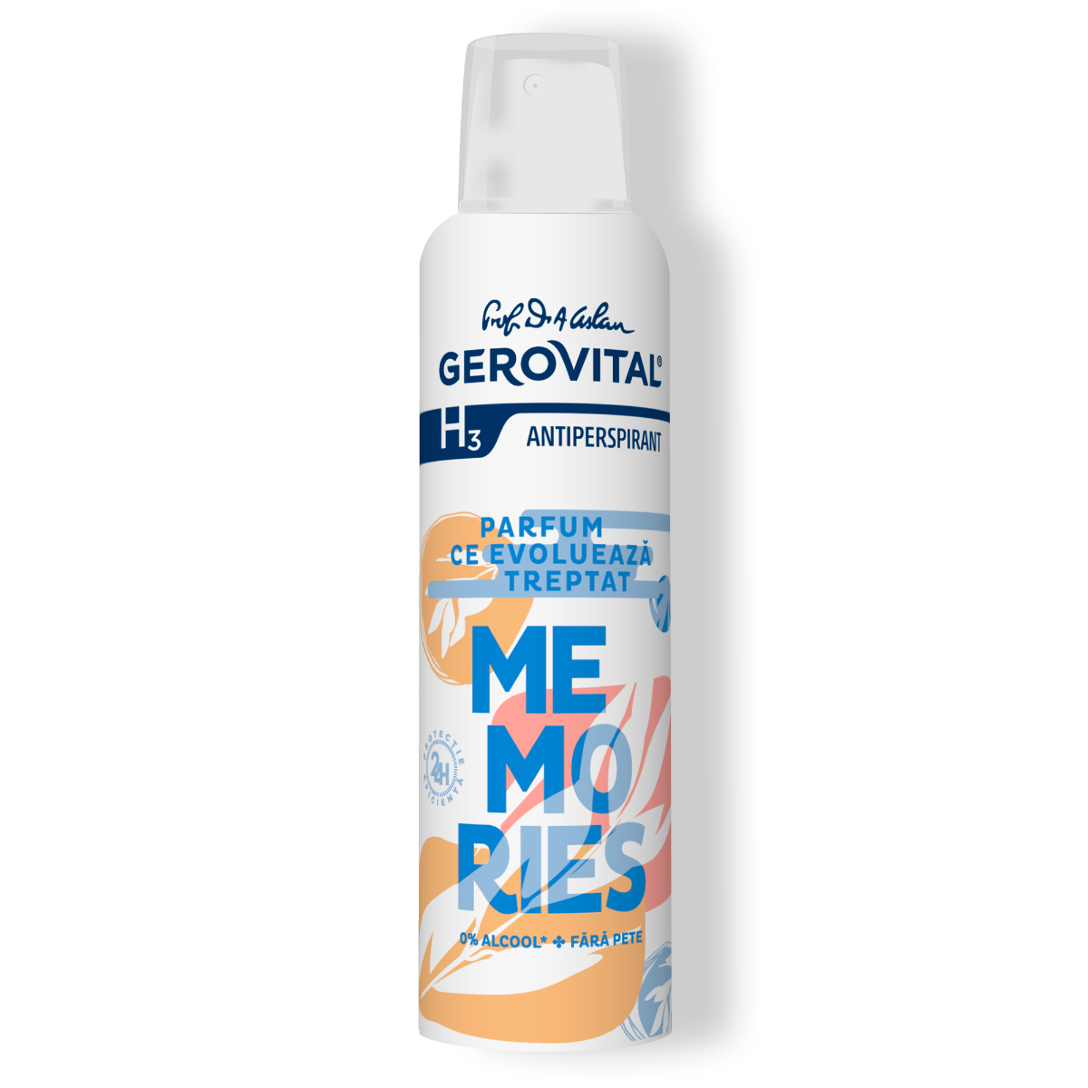 Antiperspirant Memories  Protecție 48h, Fără Pete și Fără Alcool, Note Fructate-condimentate, Gerovital H3 Antiperspirante, 150 Ml