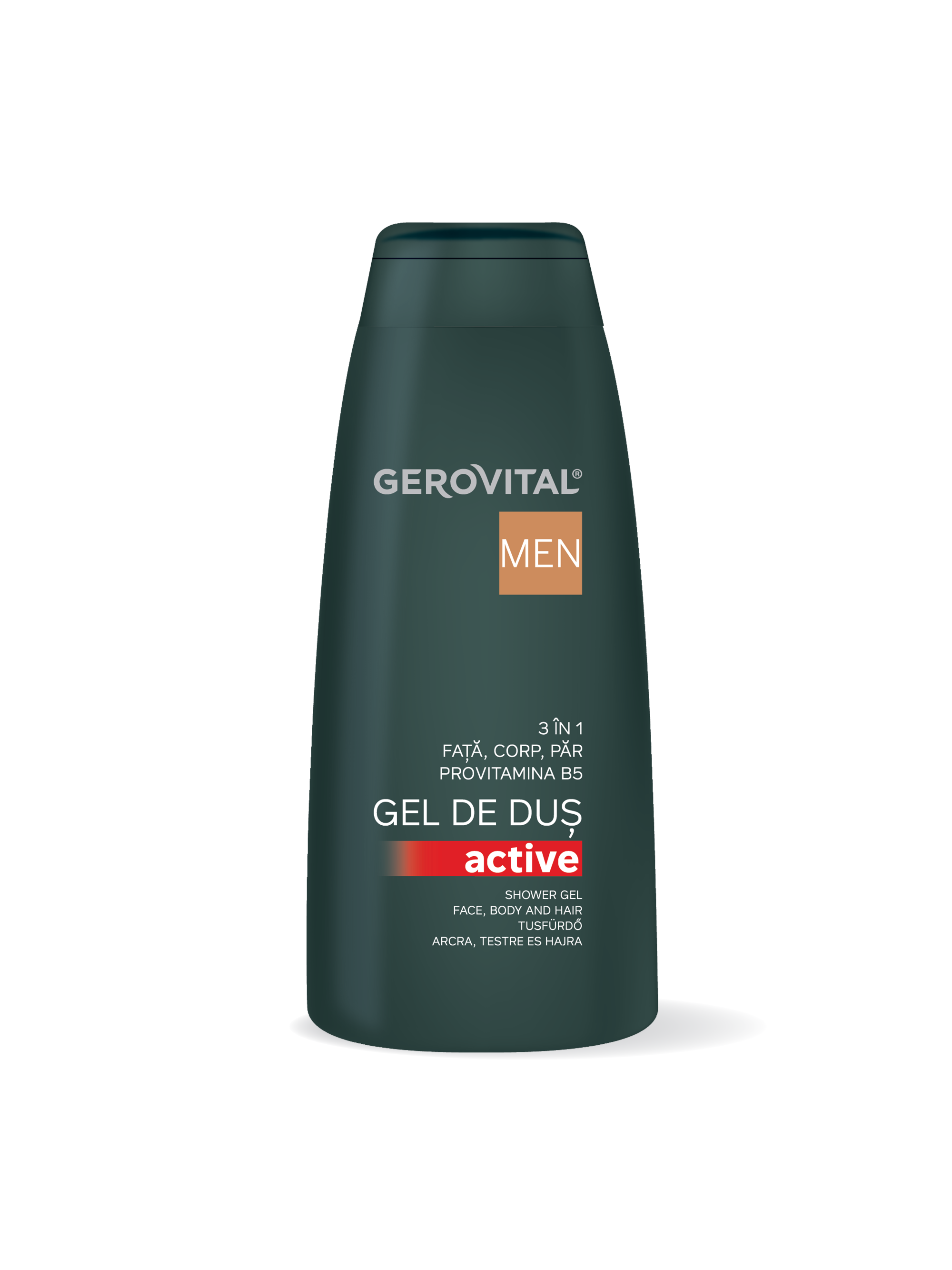 Gel De Duș Active 3 n 1 Cu Provitamina B5  Hidratare și ngrijire Pentru Față, Corp și Păr, Efect Răcoritor, Gerovital Men, 400 Ml