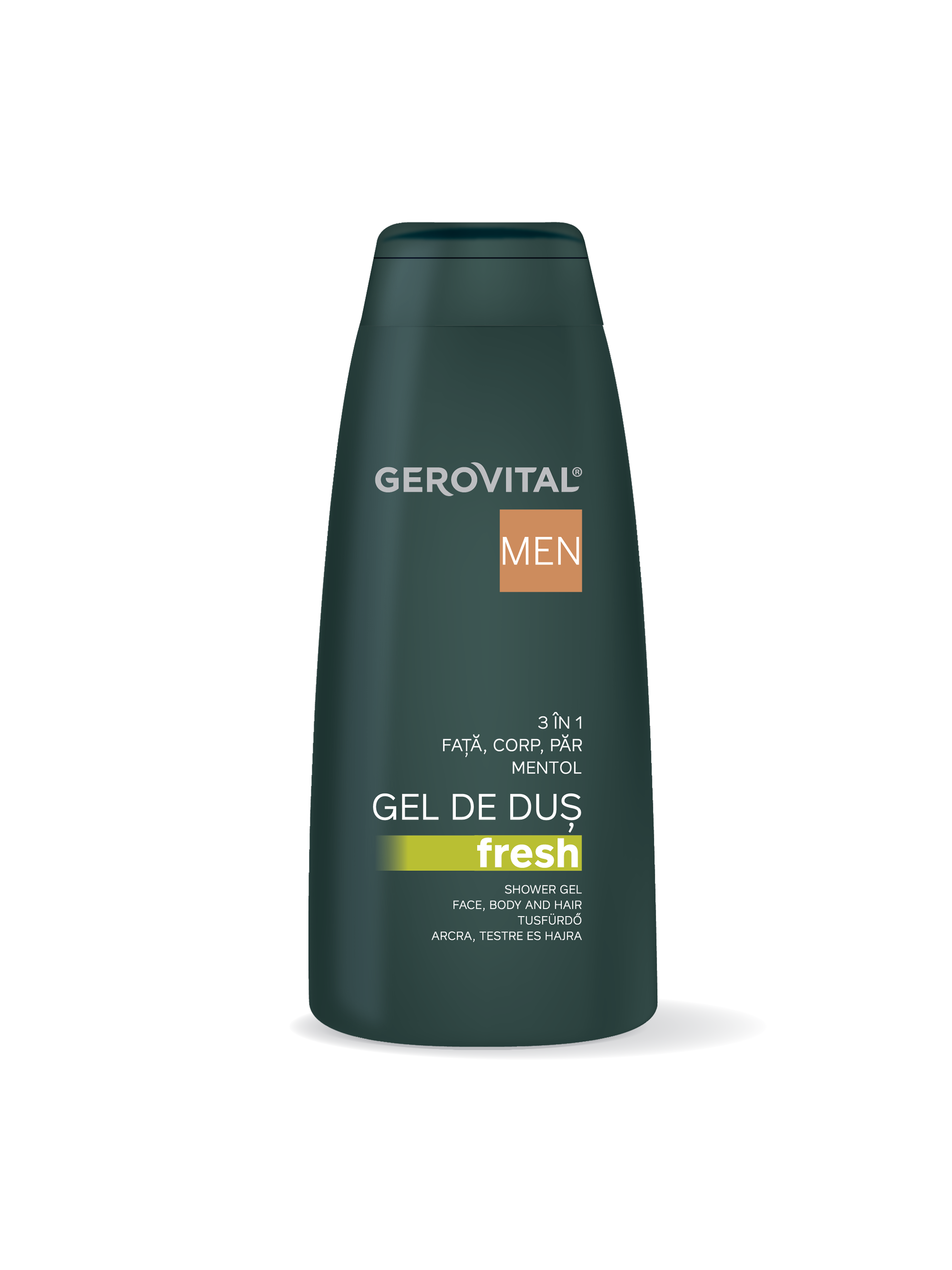 Gel De Duș Fresh 3 n 1 Cu Mentol și Parfum Marin  Hidratare și ngrijire Pentru Față, Corp și Păr, Efect Răcoritor, Gerovital Men, 400 Ml