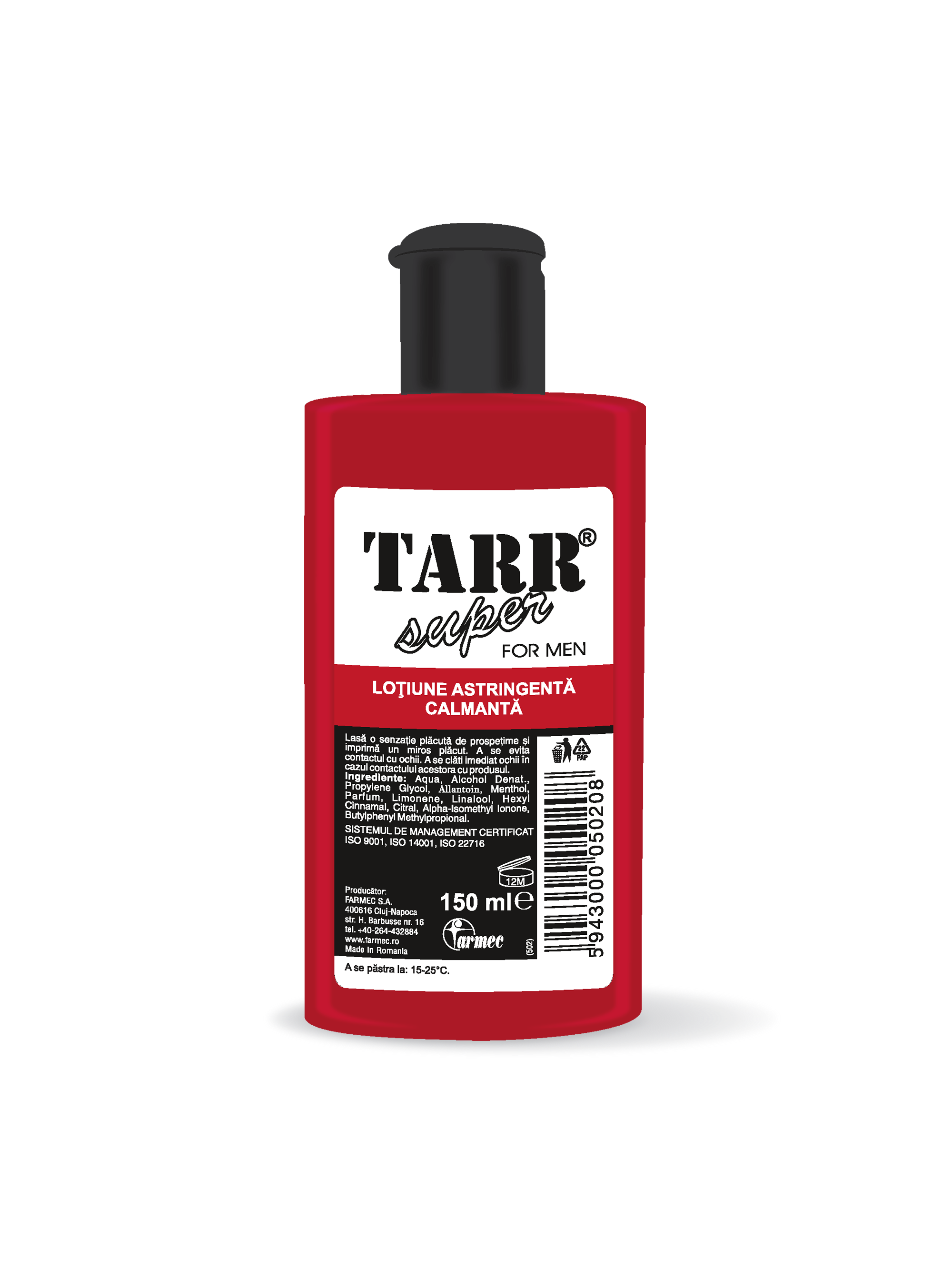 Loțiune După Ras Tarr Cu Mentol Calmarea Iritațiilor și Revigorarea Pielii, 150 Ml