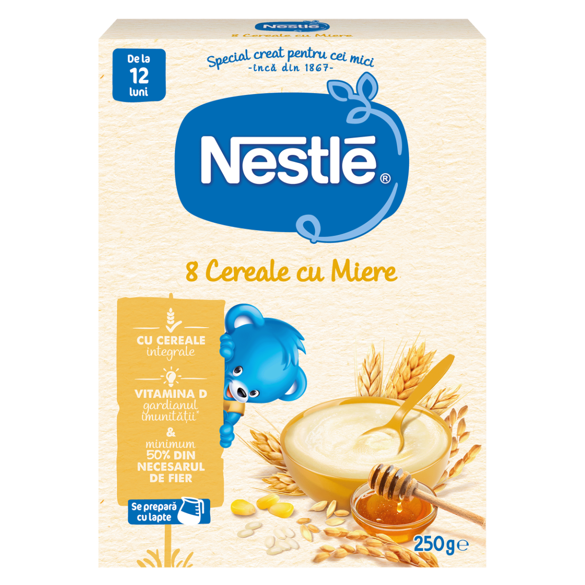 Mix 8 Cereale cu miere de la 12 luni, 250g, Nestle