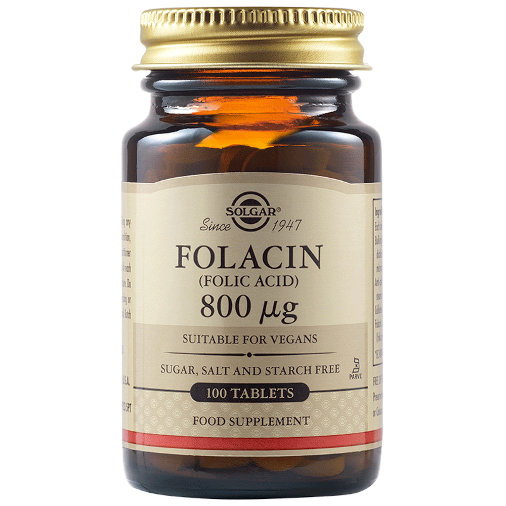 Acid folic Folacin 800mcg, 100 tablete, Solgar