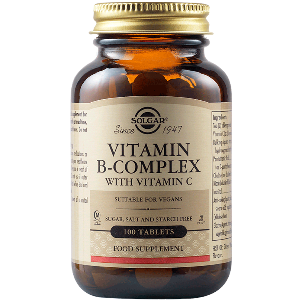 Complex Vitamina B cu Vitamina C, 100 tablete, Solgar
