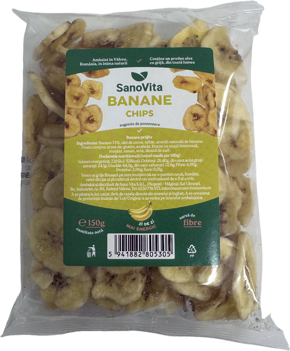 Chips de banana, 150g, SanoVita
