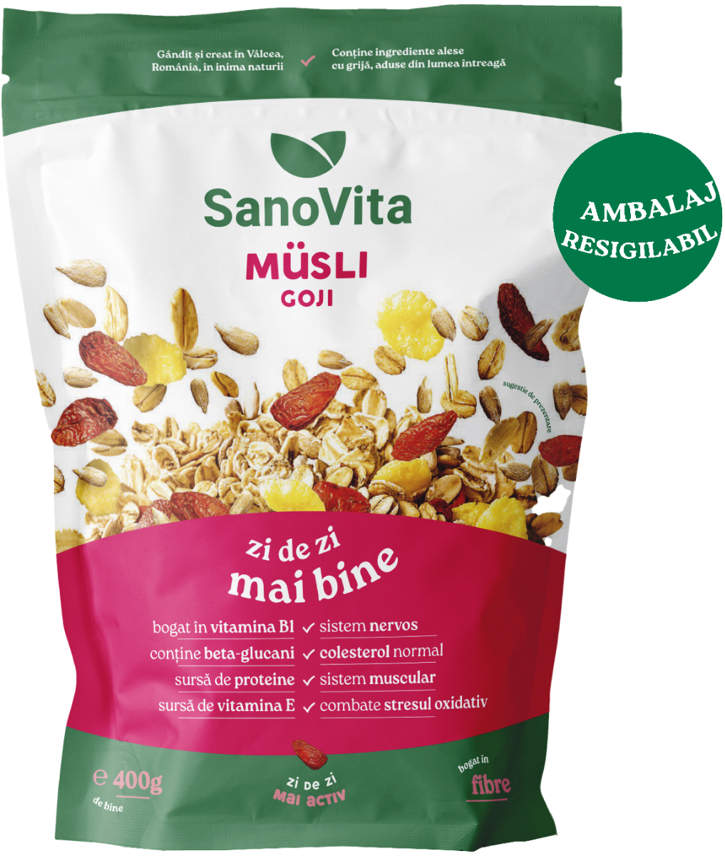 Musli cu goji fara zahar, 400g, SanoVita