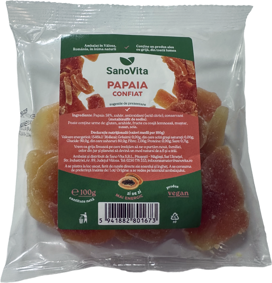 Papaia confiat, 100g, SanoVita