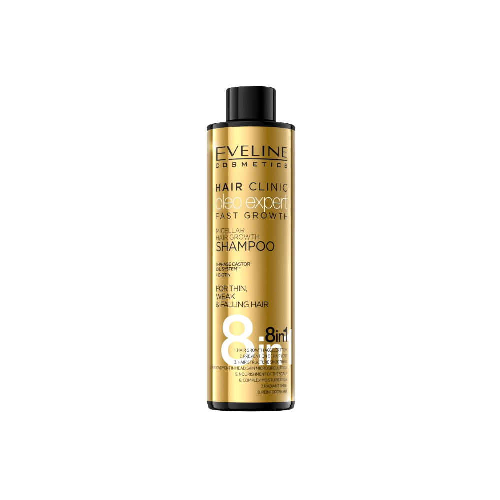 Sampon pentru cresterea rapida a parului 8 in 1 Oleo Expert, 400ml, Eveline Cosmetics