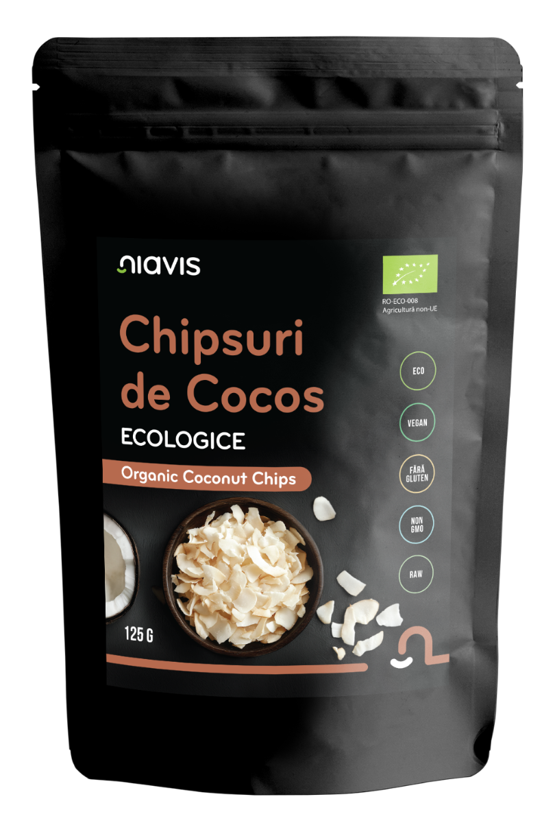 Chipsuri de cocos ecologice, 125g, Niavis