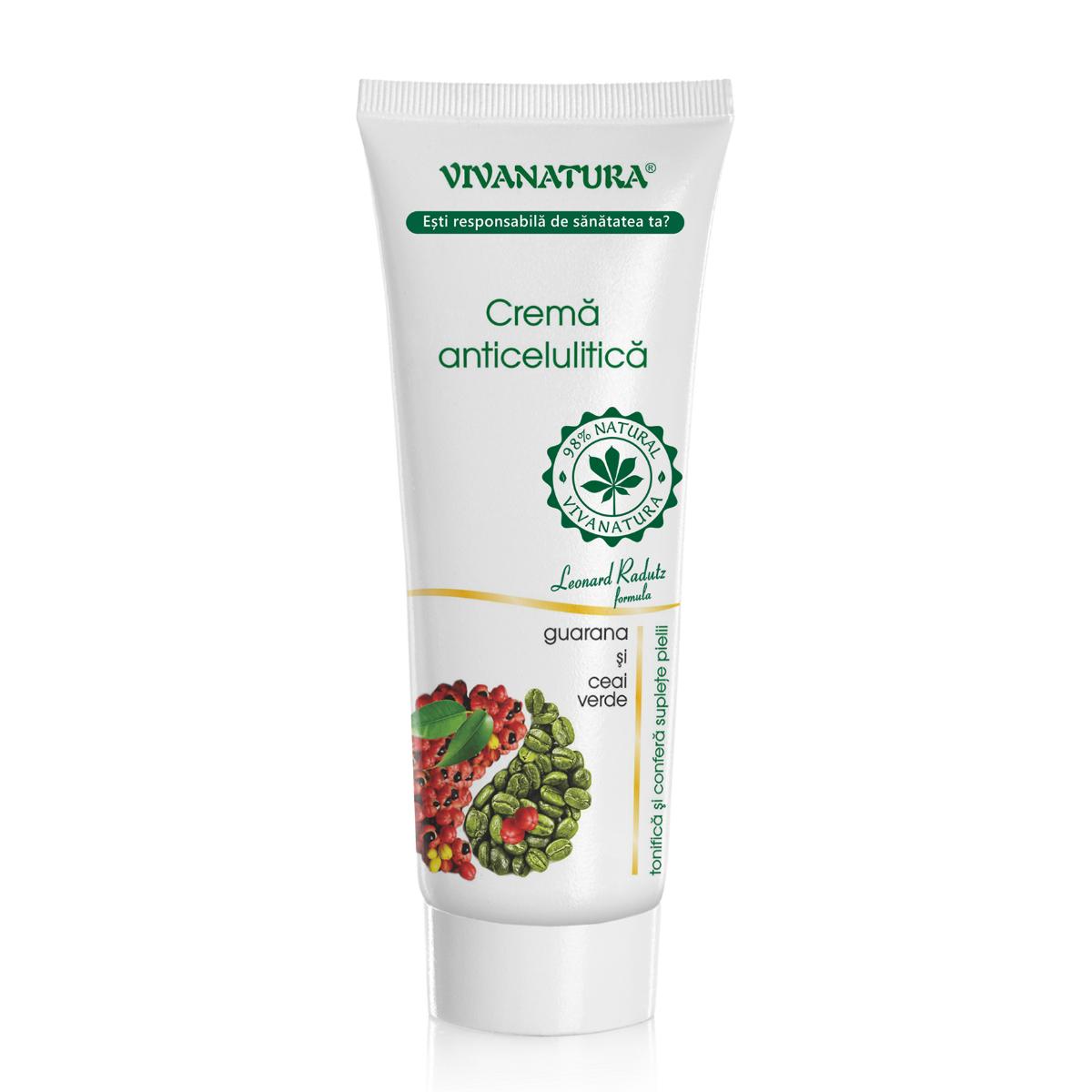 Crema anticelulitica cu gurana si ceai verde, 250ml, VivaNatura
