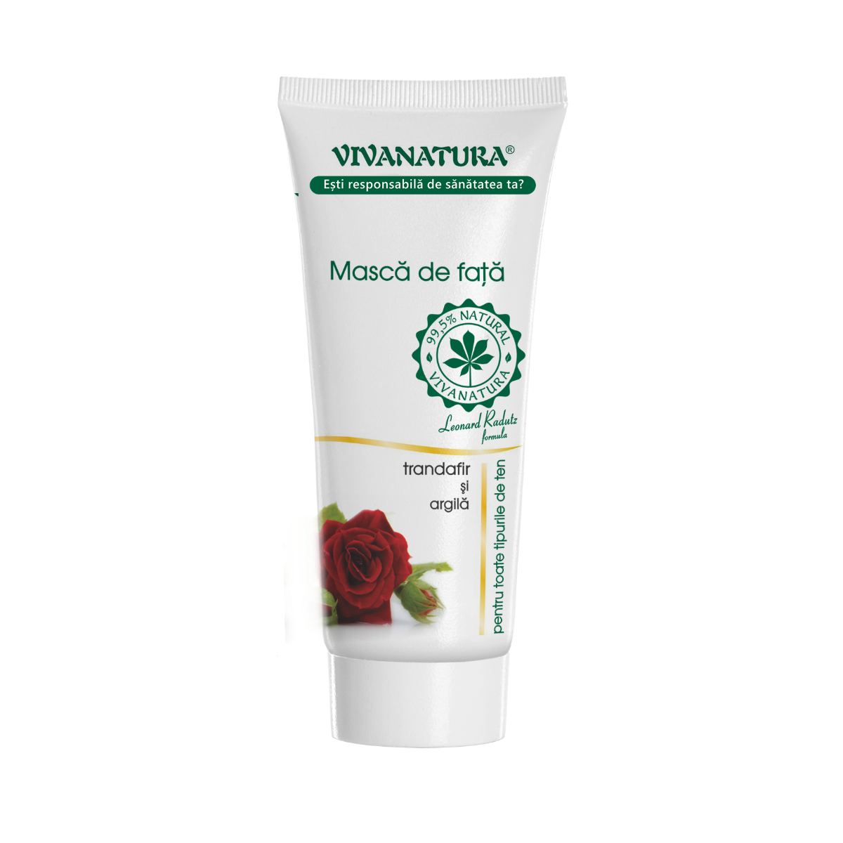 Masca de fata cu argila activa si trandafir, 75ml, VivaNatura