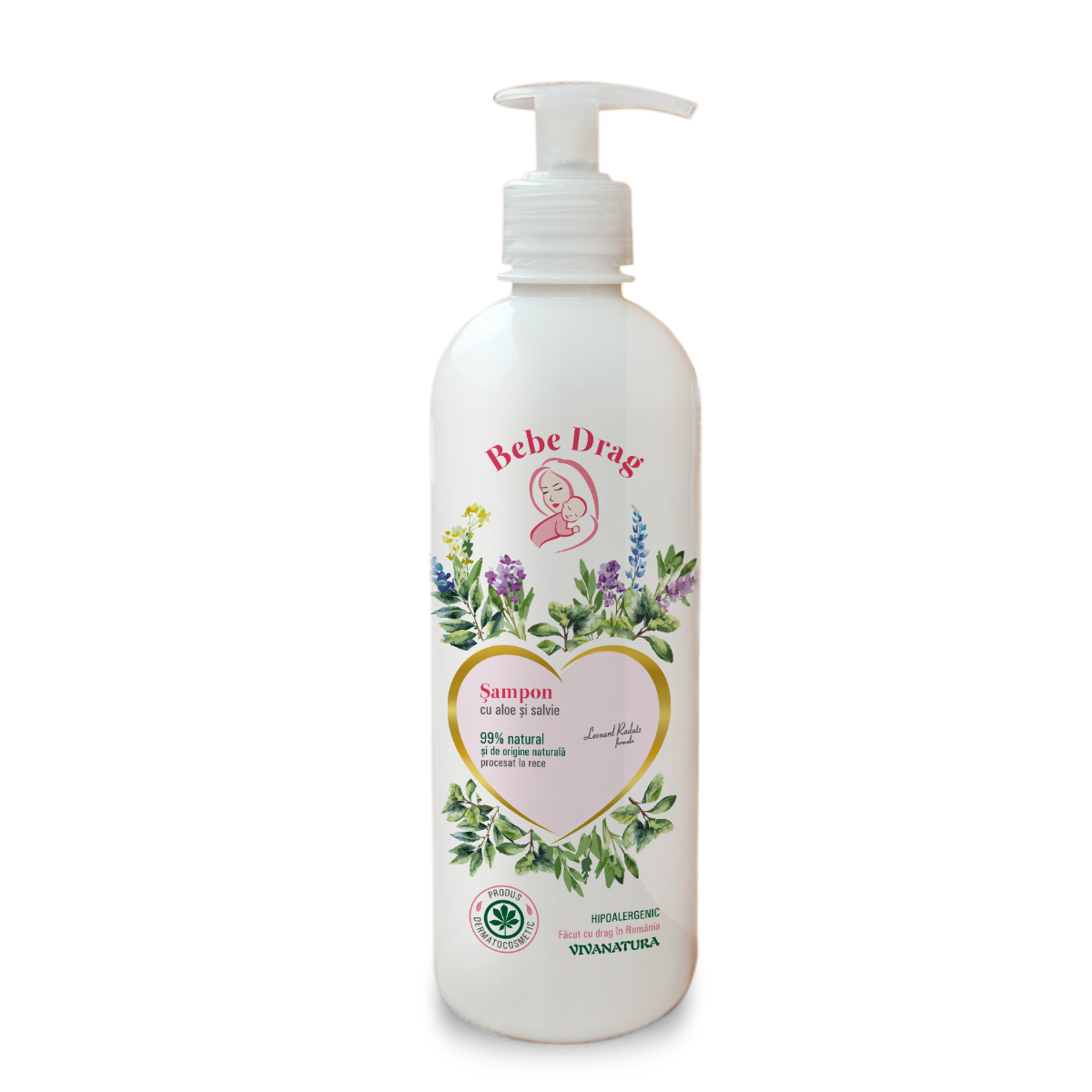 Sampon cu aloe si salvie Bebe Drag, 500ml, VivaNatura