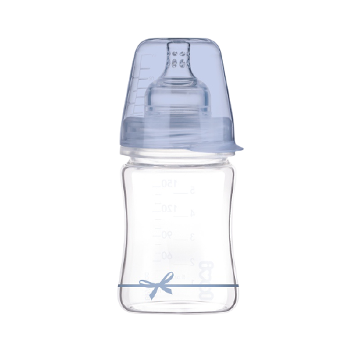 Biberon sticla baieti Diamond Glass Baby Shower, 150ml, LOVI