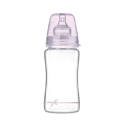 Biberon sticla fete Diamond Glass Baby Shower, 250ml, LOVI