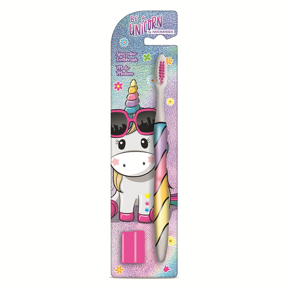 Periuta de dinti Be a Unicorn Medium, 1 bucata, Naturaverde