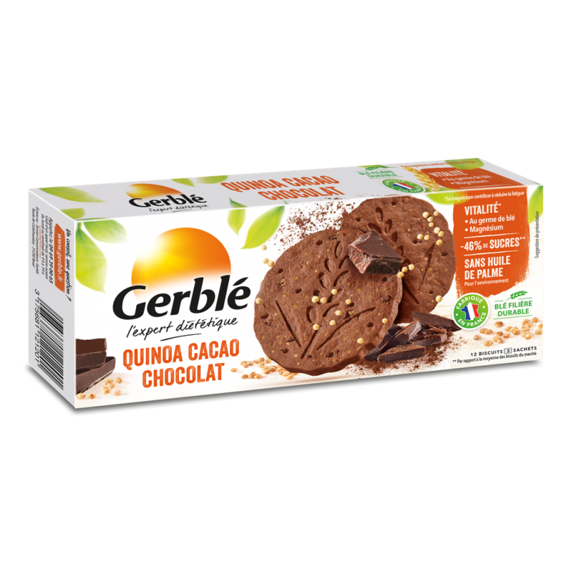 Biscuiti dietetici cu quinoa si cacao, 132g, Gerble Expert Dietetic