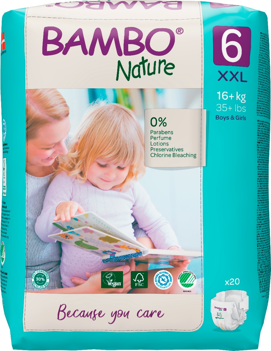 Scutece Ecolabel Nr. 6 pentru 16+ kg, 20 bucati, Bambo Nature