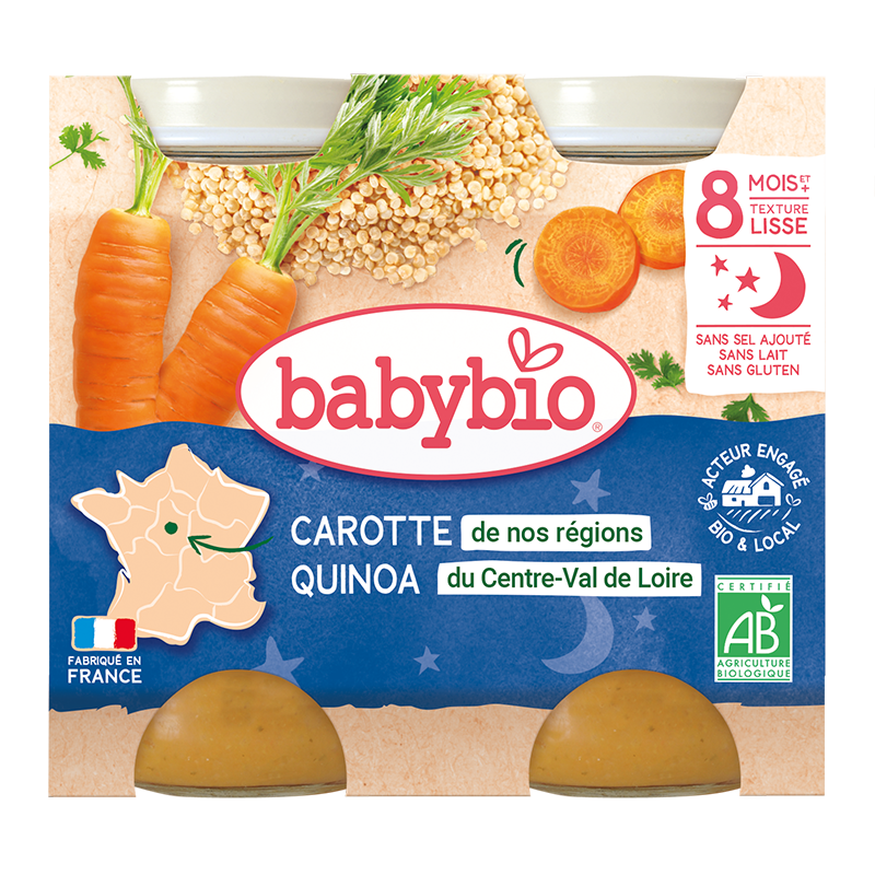 Crema de morcovi si quinoa Bio, 2 x 200g, BabyBio