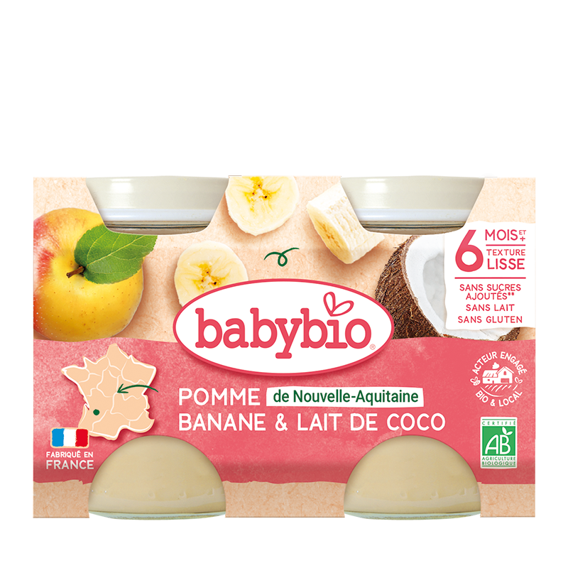 Desert din mere, banane si cocos, 2 x 130g, BabyBio