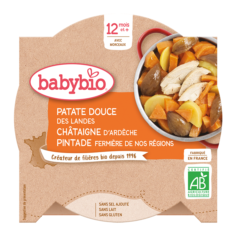 Meniu cartofi dulci, castane si bibilica Bio, 230g, BabyBio