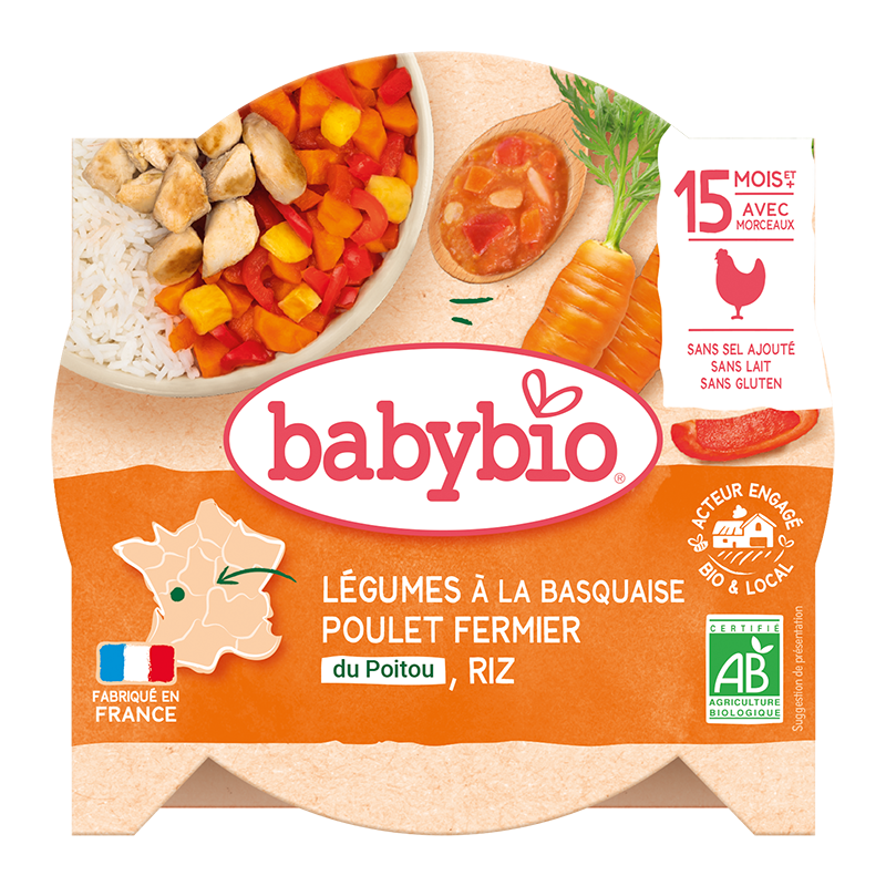 Meniu legume Basquaise si pui Poitou Bio, 260g, BabyBio