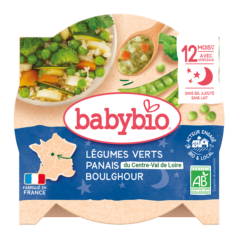 Meniu legume verzi, pastarnac si bulgur Bio, 230g, BabyBio