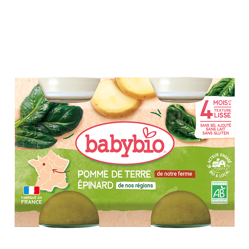 Piure de cartofi si spanac Bio, 2 x 130g, BabyBio