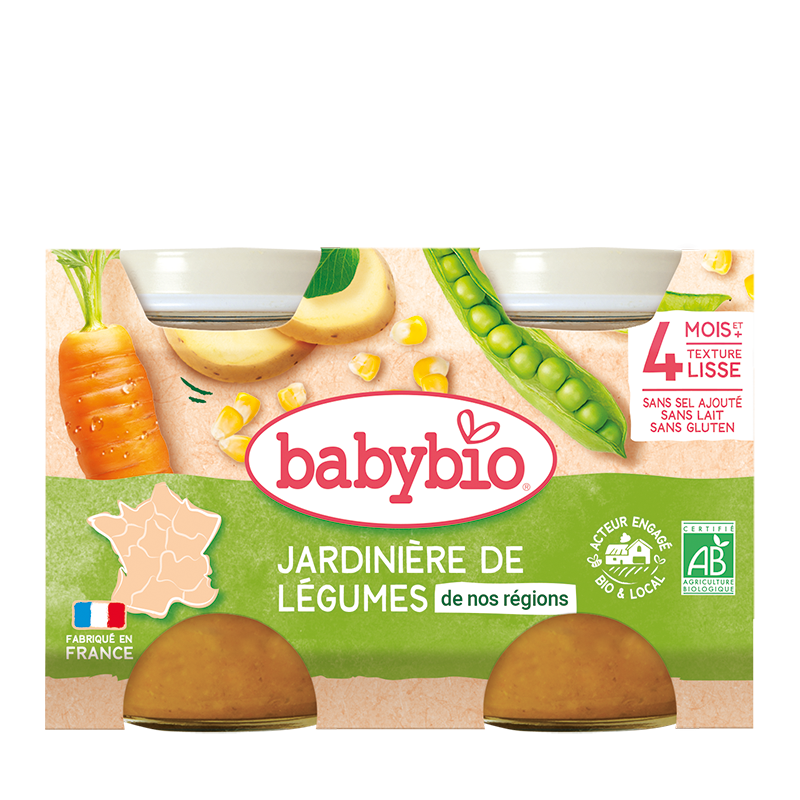 Piure din legume verzi +4 luni Bio, 2 x 130g, BabyBio