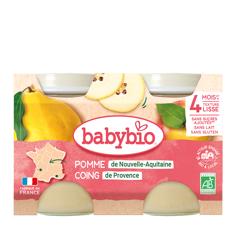 Piure de mere si gutui, 2 x 130g, BabyBio