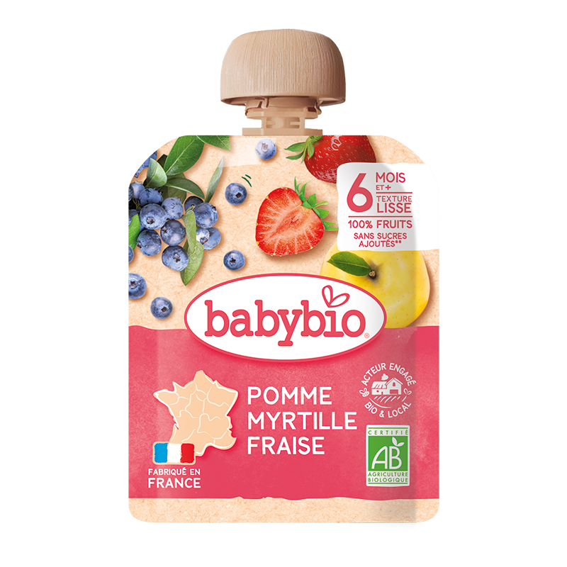 Piure de mere, afine si capsuni Bio, 90g, BabyBio
