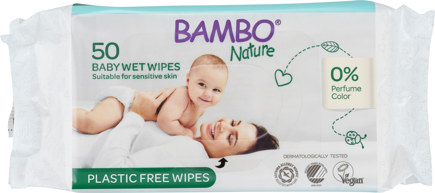 Servetele umede ecologice fara plastic, 50 bucati, Bambo Nature