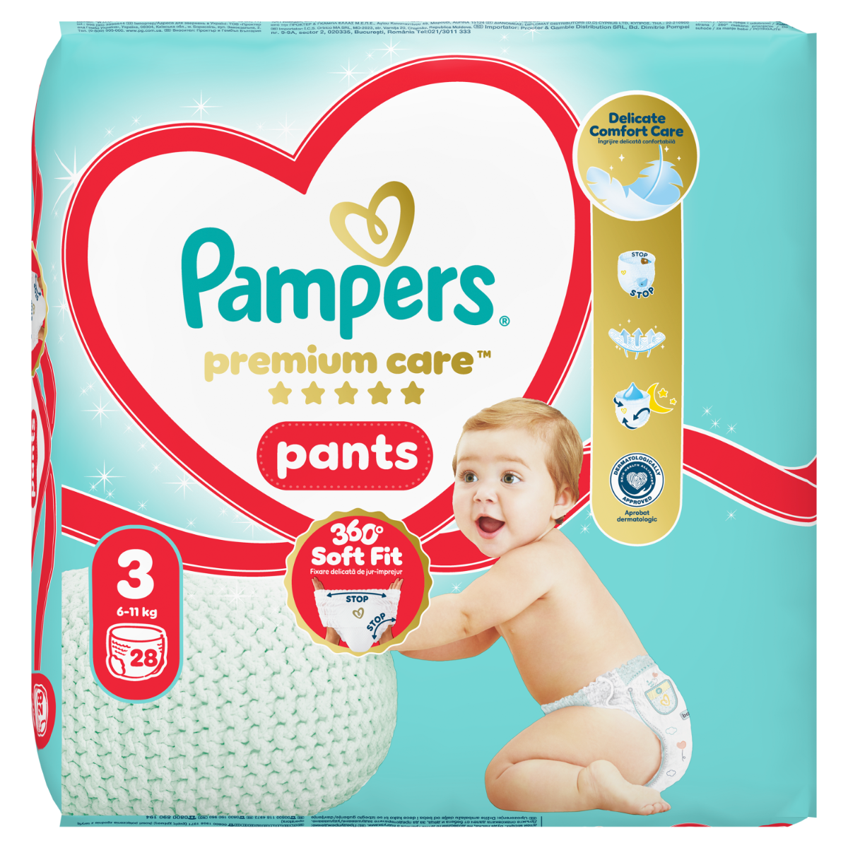 Scutece Pants Premium Care Nr.3 6-11kg, 28 bucati, Pampers