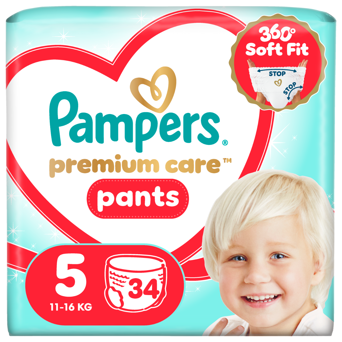 Scutece-chilotel Premium Care Pants Nr.5 12-17kg, 34 bucati, Pampers
