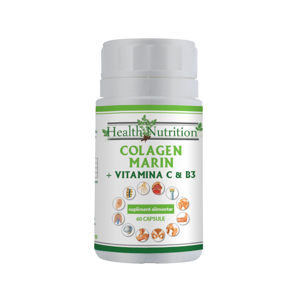 Colagen marin Forte + Vitamina B3 + Vitamina C, 60 tablete, Health Nutrition