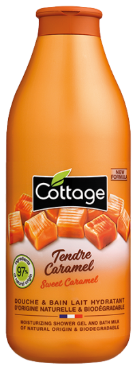 Gel de dus si lapte de baie cu lapte si caramel, 750ml, Cottage