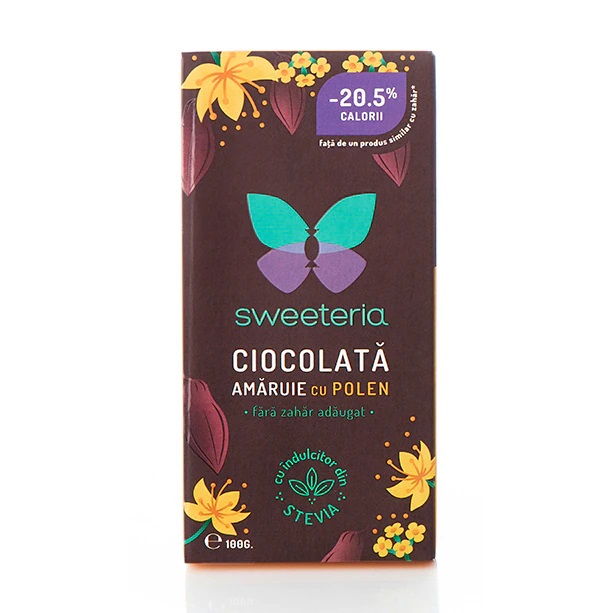 Ciocolata amaruie cu 70% polen, 100g, Sweeteria