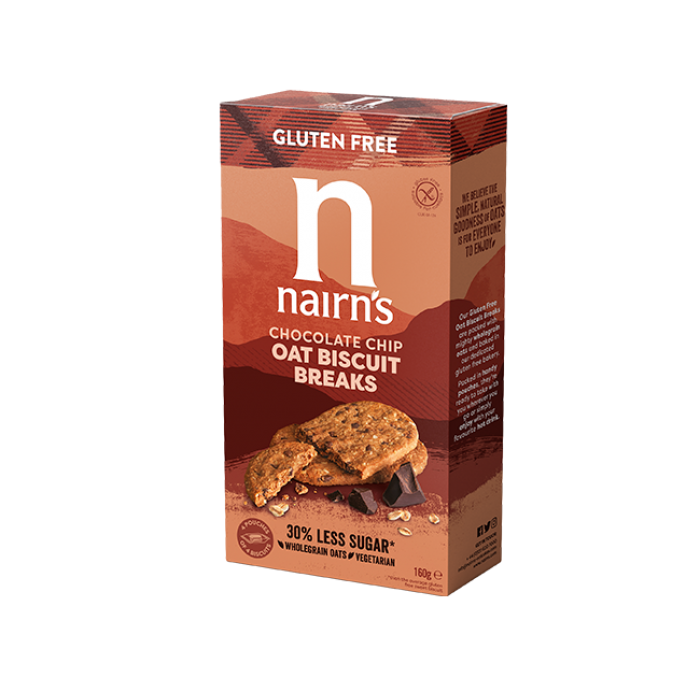 Biscuiti fara gluten din ovaz integral cu ciocolata, 160g, Nairn's