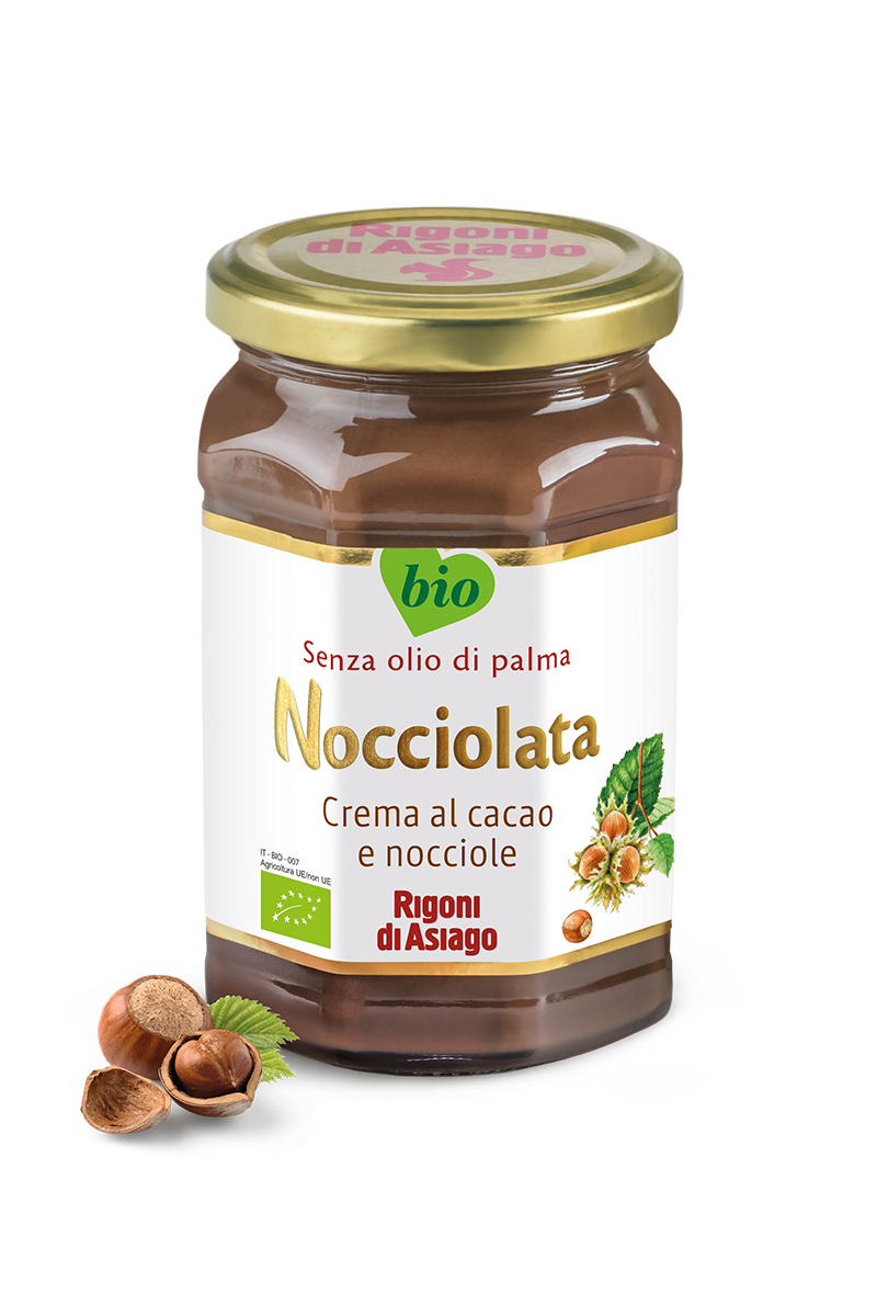 Crema bio cu alune si cacao de alune de padure cu lapte Nocciolata, 250g, Rigoni di Asiago