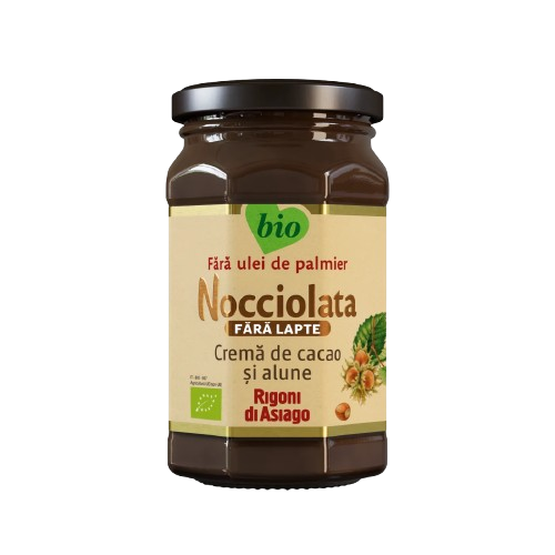 Crema bio cu cacao si alune de padure fara lapte Nocciolata, 250g, Rigoni di Asiago