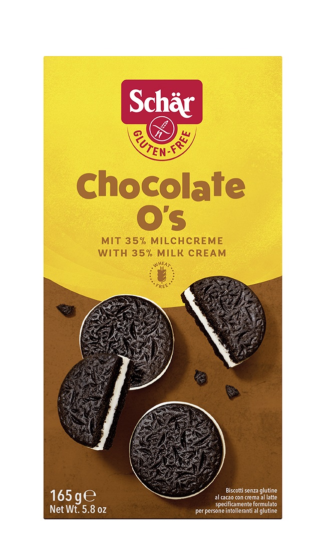 Biscuiti cu crema de lapte fara gluten Chocolate O’s, 165g, Schar
